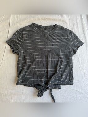 Lululemon Striped Tie-Front Crop Tee size small